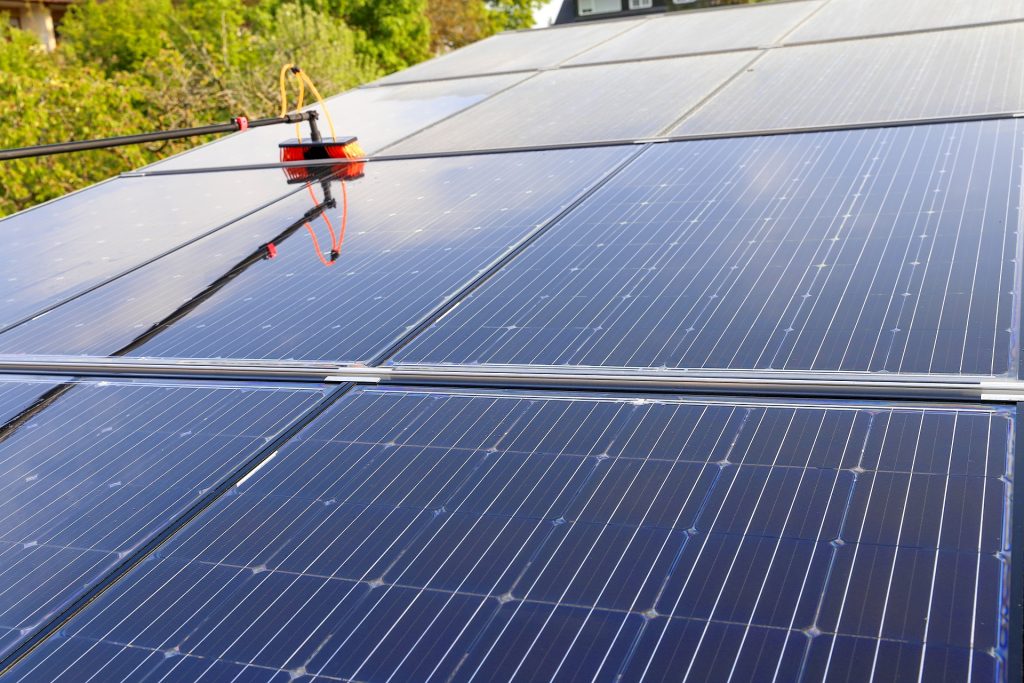 Gentle,Cleaning,Of,Solar,Modules,With,Water